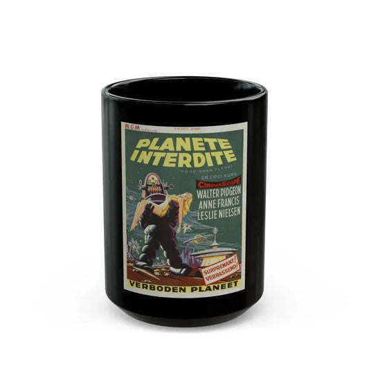 FORBIDDEN PLANET (BELGIAN) 1956 Movie Poster - Black Coffee Mug 15oz - Go Mug Yourself