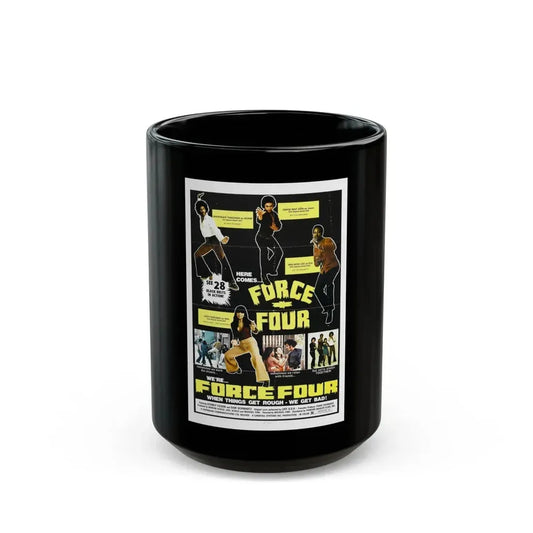 FORCE FOUR 1975 Movie Poster - Black Coffee Mug 15oz - Go Mug Yourself