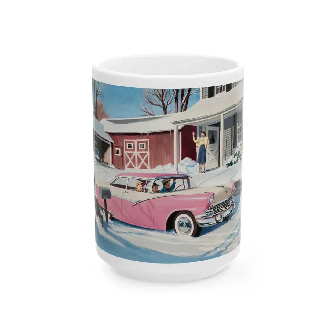 Ford Fairlaine advertisement, 1956 - White Coffee Mug 15oz - Go Mug Yourself