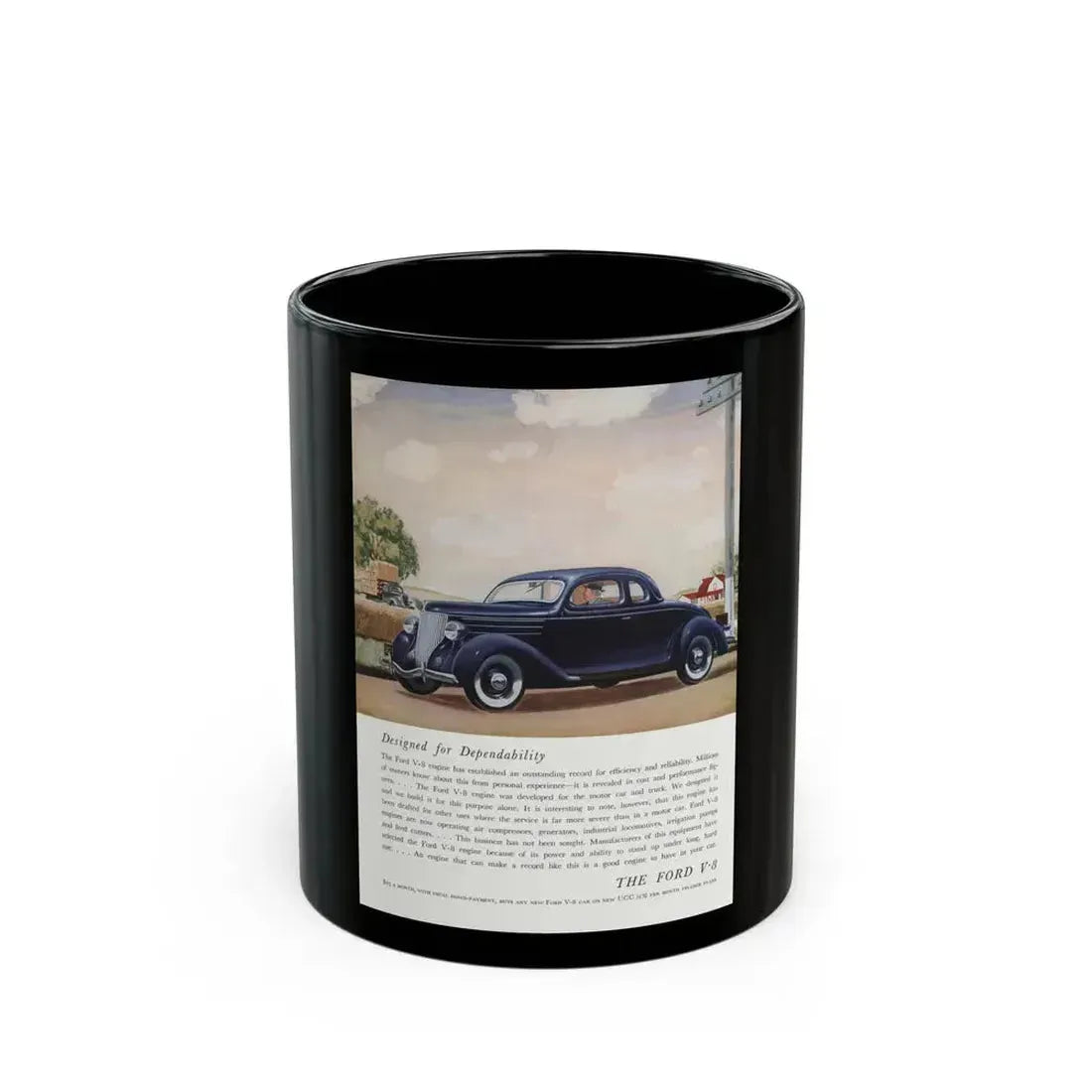 Ford for 1936 ad, The American Magazine, June 1936 - Black Coffee Mug 11oz - Go Mug Yourself