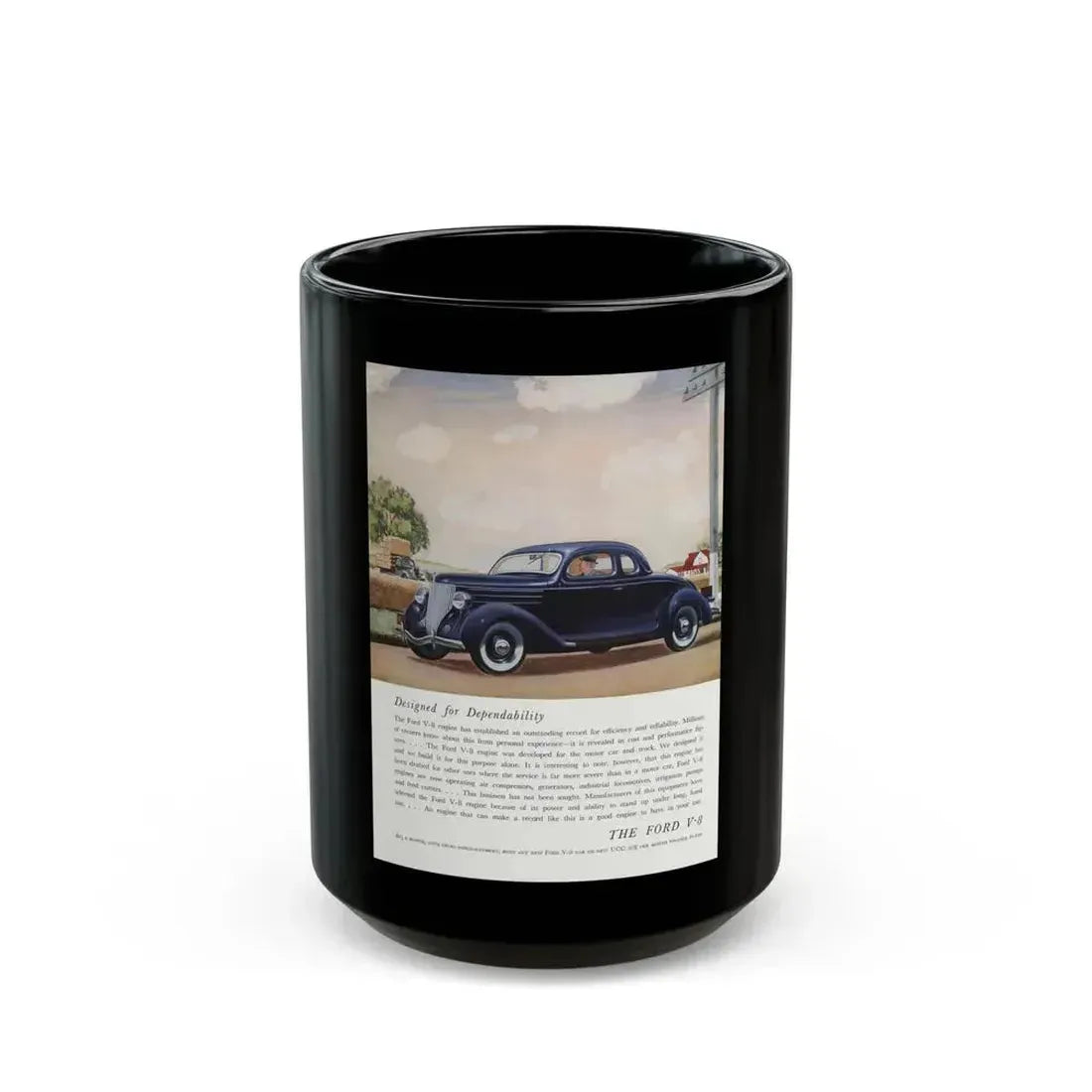 Ford for 1936 ad, The American Magazine, June 1936 - Black Coffee Mug 15oz - Go Mug Yourself