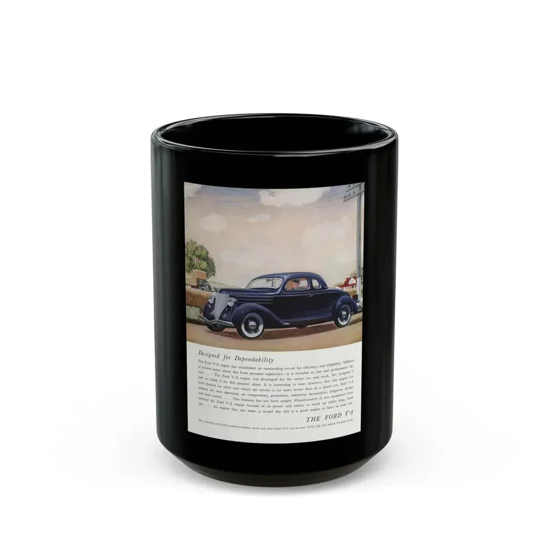 Ford for 1936 ad, The American Magazine, June 1936 - Black Coffee Mug 15oz - Go Mug Yourself