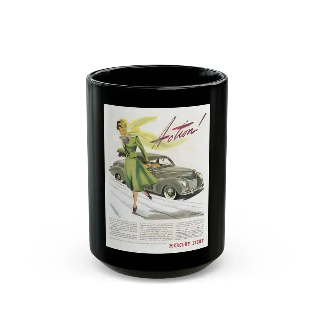 Ford Mercury advertisement, 1939 - Black Coffee Mug 15oz - Go Mug Yourself