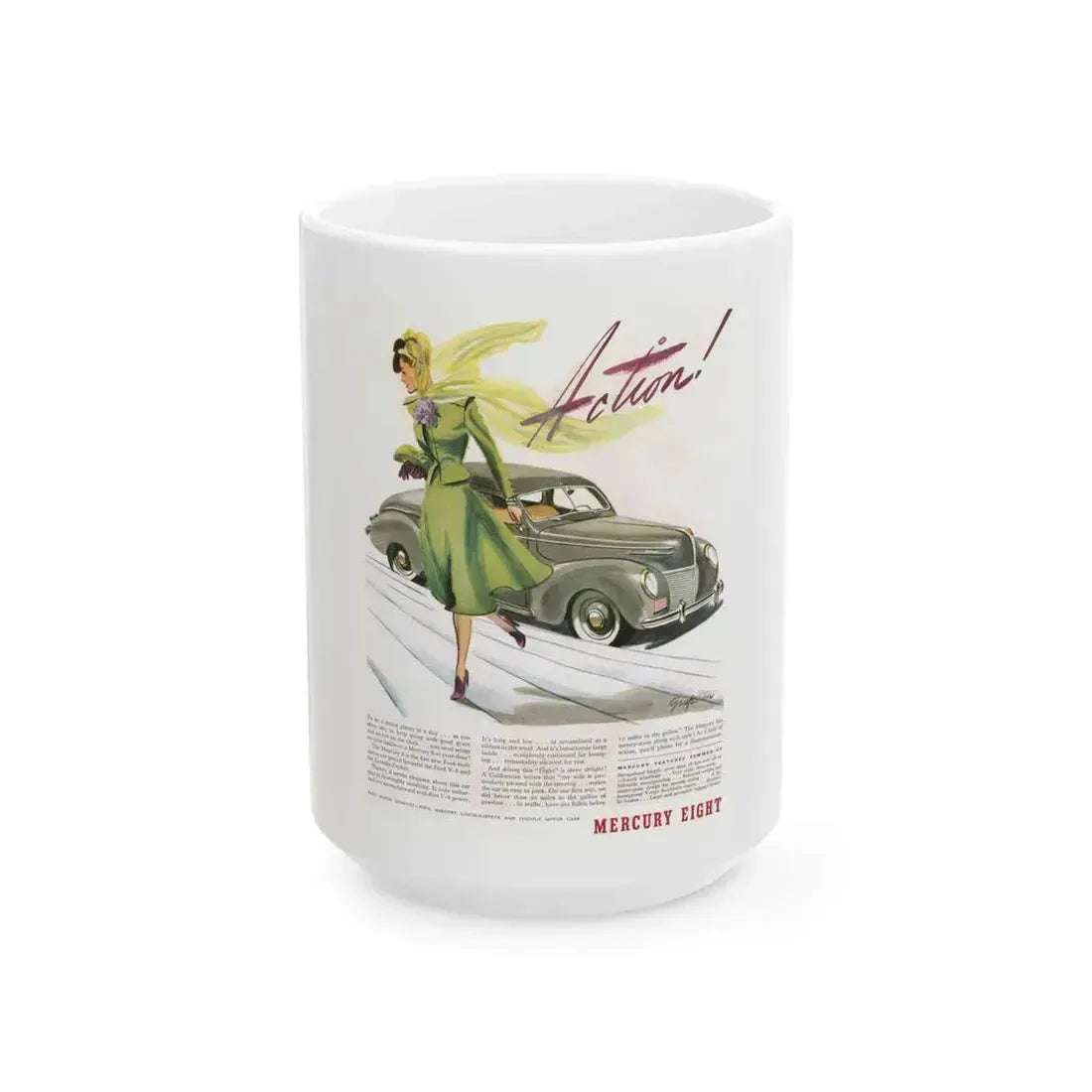 Ford Mercury advertisement, 1939 - White Coffee Mug 15oz - Go Mug Yourself