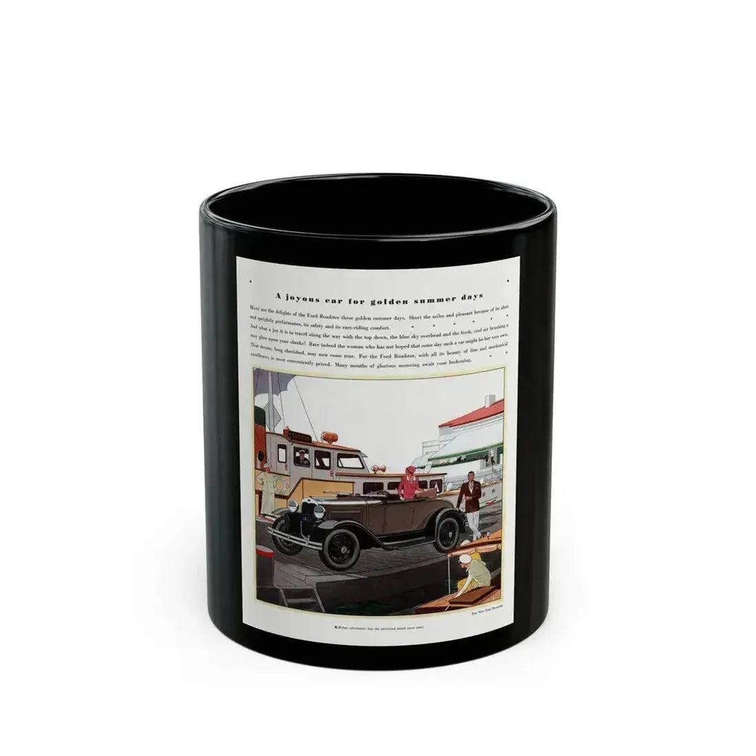 Ford Roadster ad, Pictorial Review, August 1930 - Black Coffee Mug 11oz - Go Mug Yourself