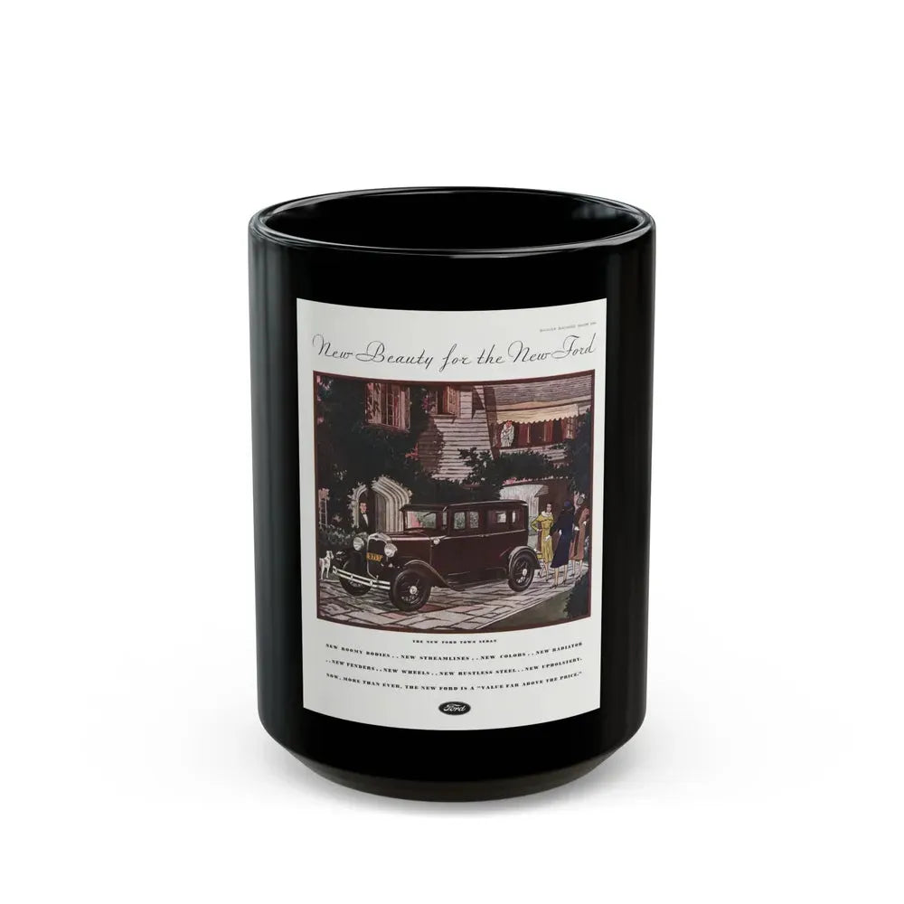 Ford Sedan ad, McCall's, March 1930 - Black Coffee Mug 15oz - Go Mug Yourself