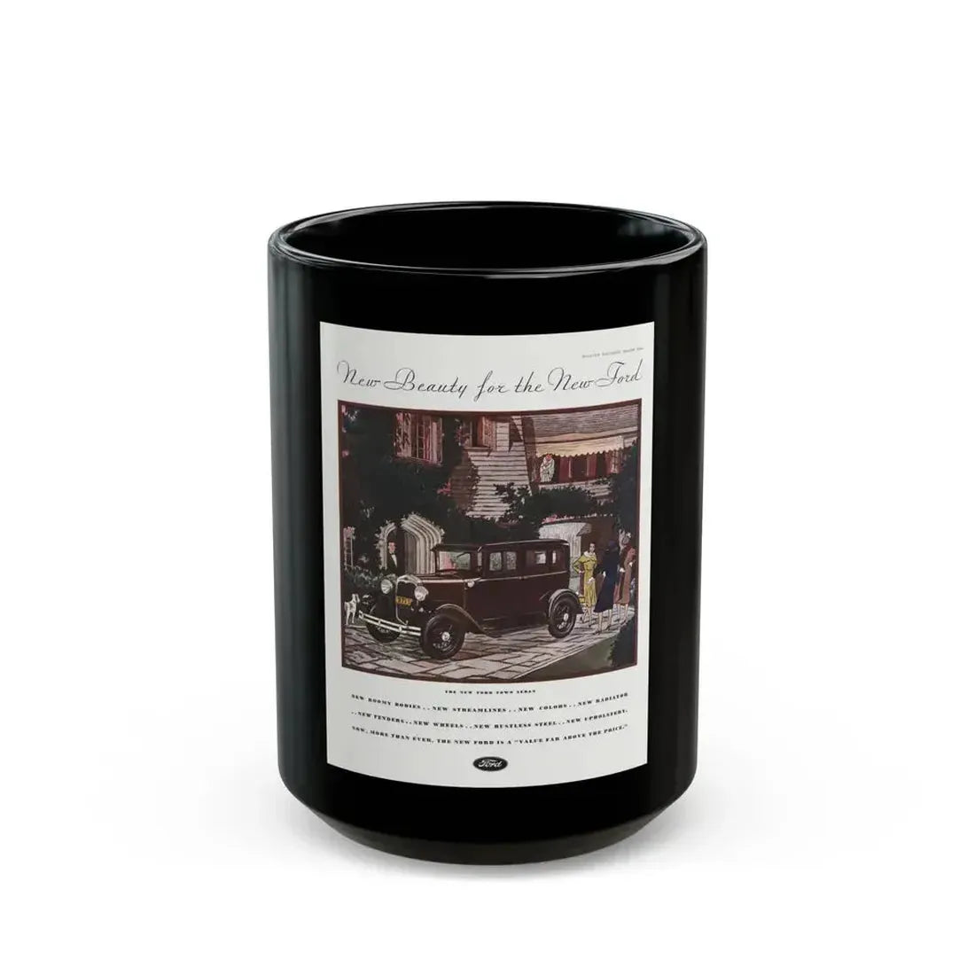 Ford Sedan ad, McCall's, March 1930 - Black Coffee Mug 15oz - Go Mug Yourself