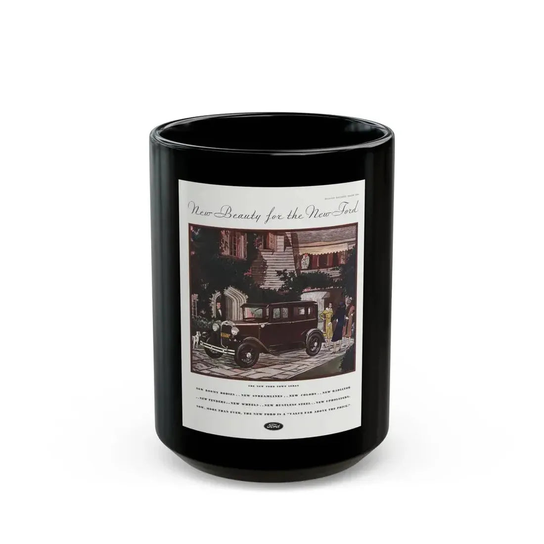 Ford Sedan ad, McCall's, March 1930 - Black Coffee Mug - Go Mug Yourself