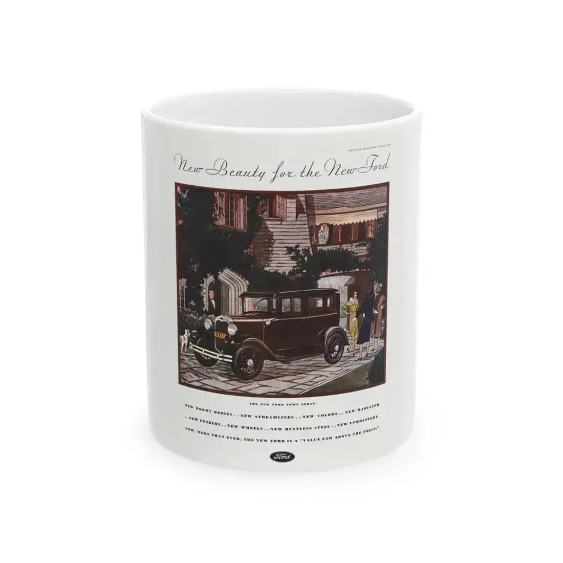 Ford Sedan ad, McCall's, March 1930 - White Coffee Mug 11oz - Go Mug Yourself