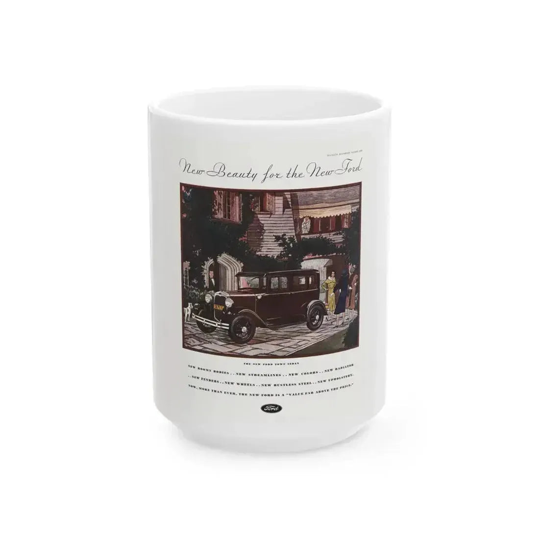 Ford Sedan ad, McCall's, March 1930 - White Coffee Mug 15oz - Go Mug Yourself