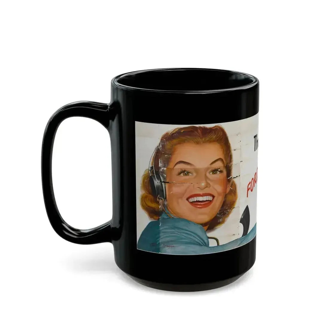 Ford Telephone Advertising Poster (Late 1940s) - Black Coffee Mug - Go Mug Yourself