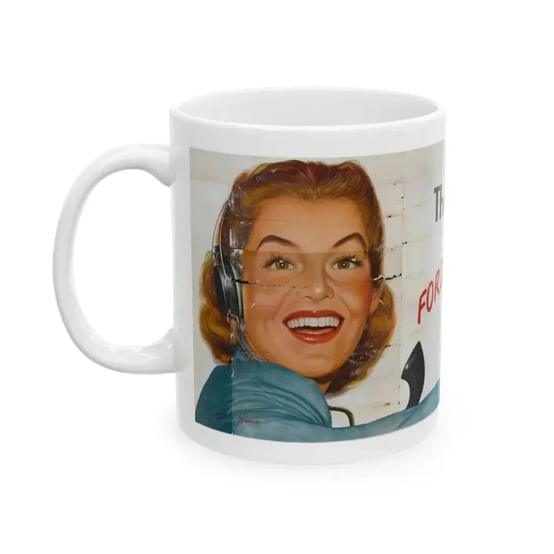 Ford Telephone Advertising Poster (Late 1940s) - White Coffee Mug - Go Mug Yourself