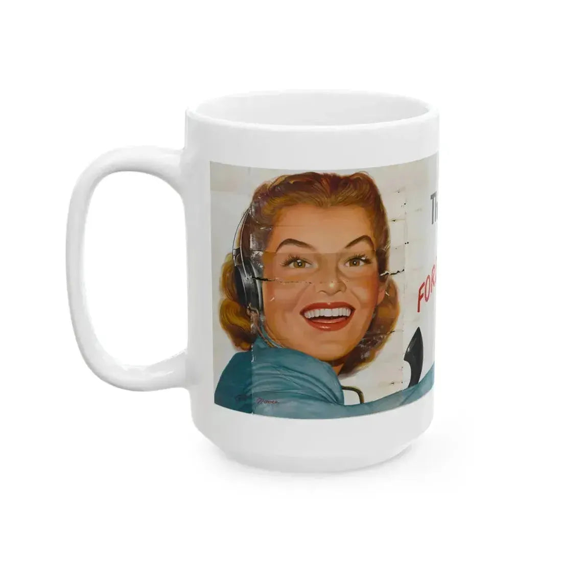 Ford Telephone Advertising Poster (Late 1940s) - White Coffee Mug - Go Mug Yourself