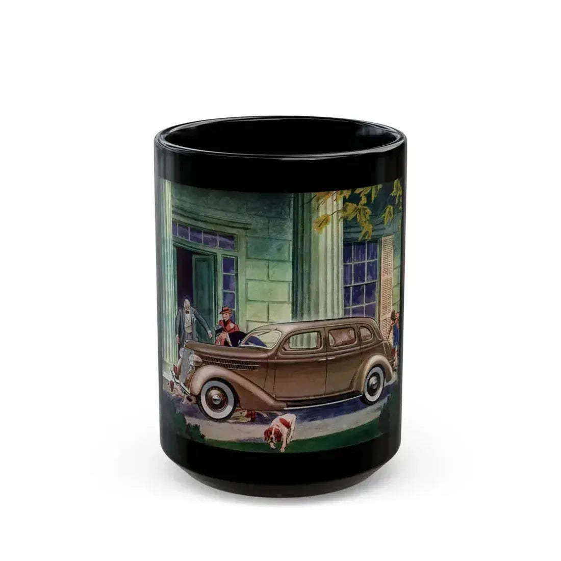 Ford V-8 for 1936 advertisement, The American Magazine, May 1936 - Black Coffee Mug 15oz - Go Mug Yourself