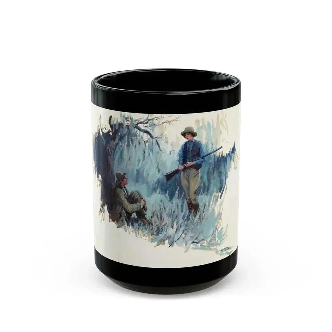 Forest Hunting Scene - Black Coffee Mug 15oz - Go Mug Yourself
