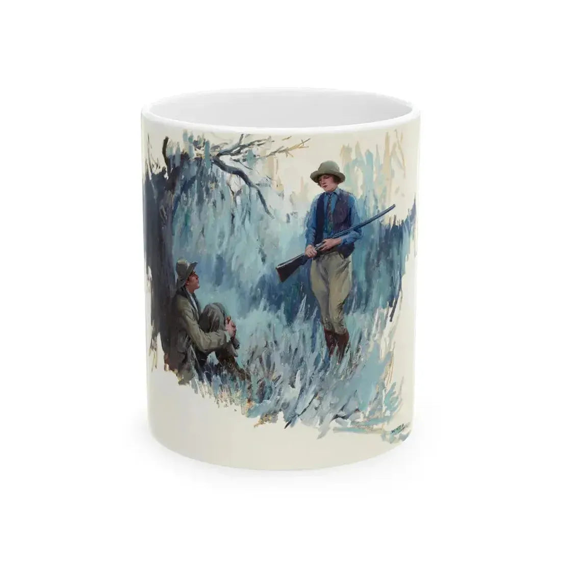Forest Hunting Scene - White Coffee Mug 11oz - Go Mug Yourself
