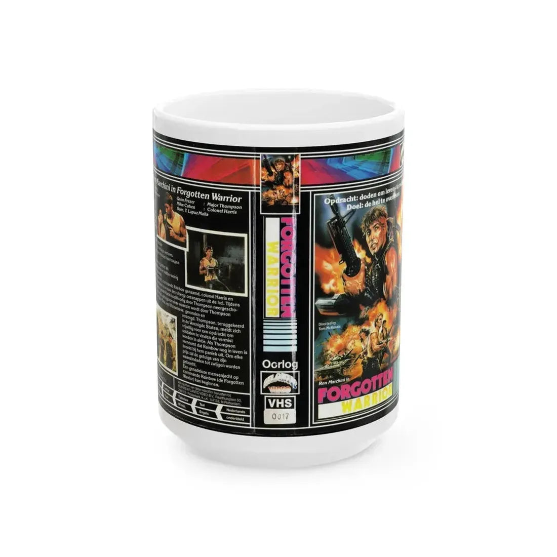 FORGOTTEN WARRIOR (VHS COVER) - White Coffee Mug 15oz - Go Mug Yourself