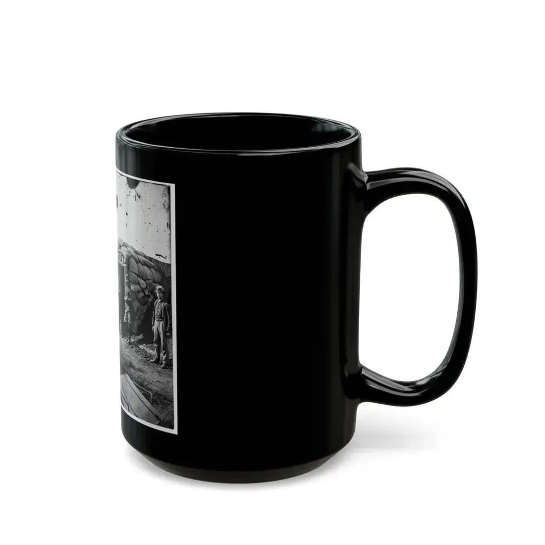 Fort Burnham, Va. (The Former Confederate Fort Harrison). Federal Soldiers In Front Of Bomb-Proof Headquarters (U.S. Civil War) Black Coffee Mug - Go Mug Yourself