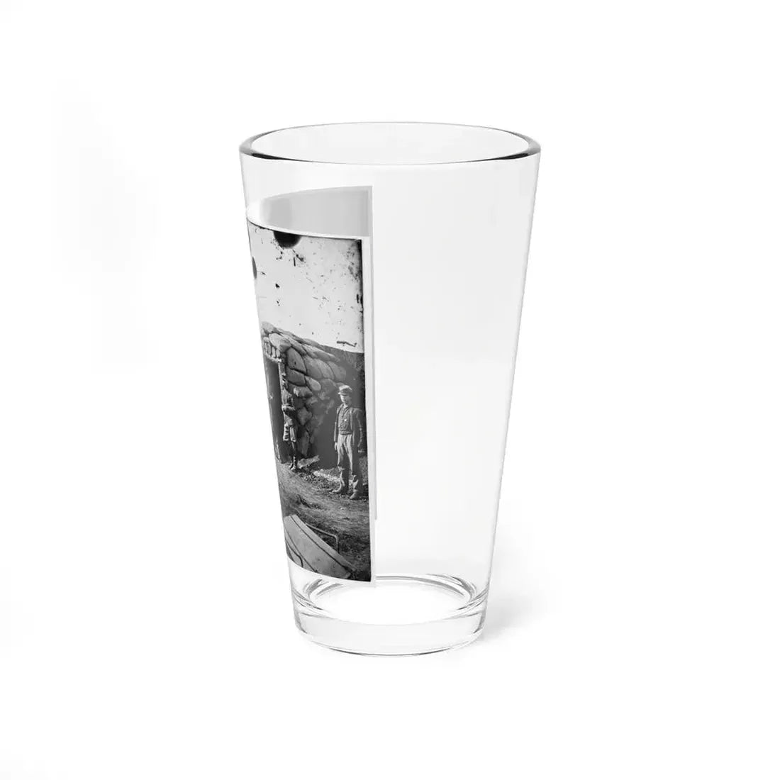 Fort Burnham, Va. (The Former Confederate Fort Harrison). Federal Soldiers In Front Of Bomb-Proof Headquarters (U.S. Civil War) Pint Glass 16oz - Go Mug Yourself