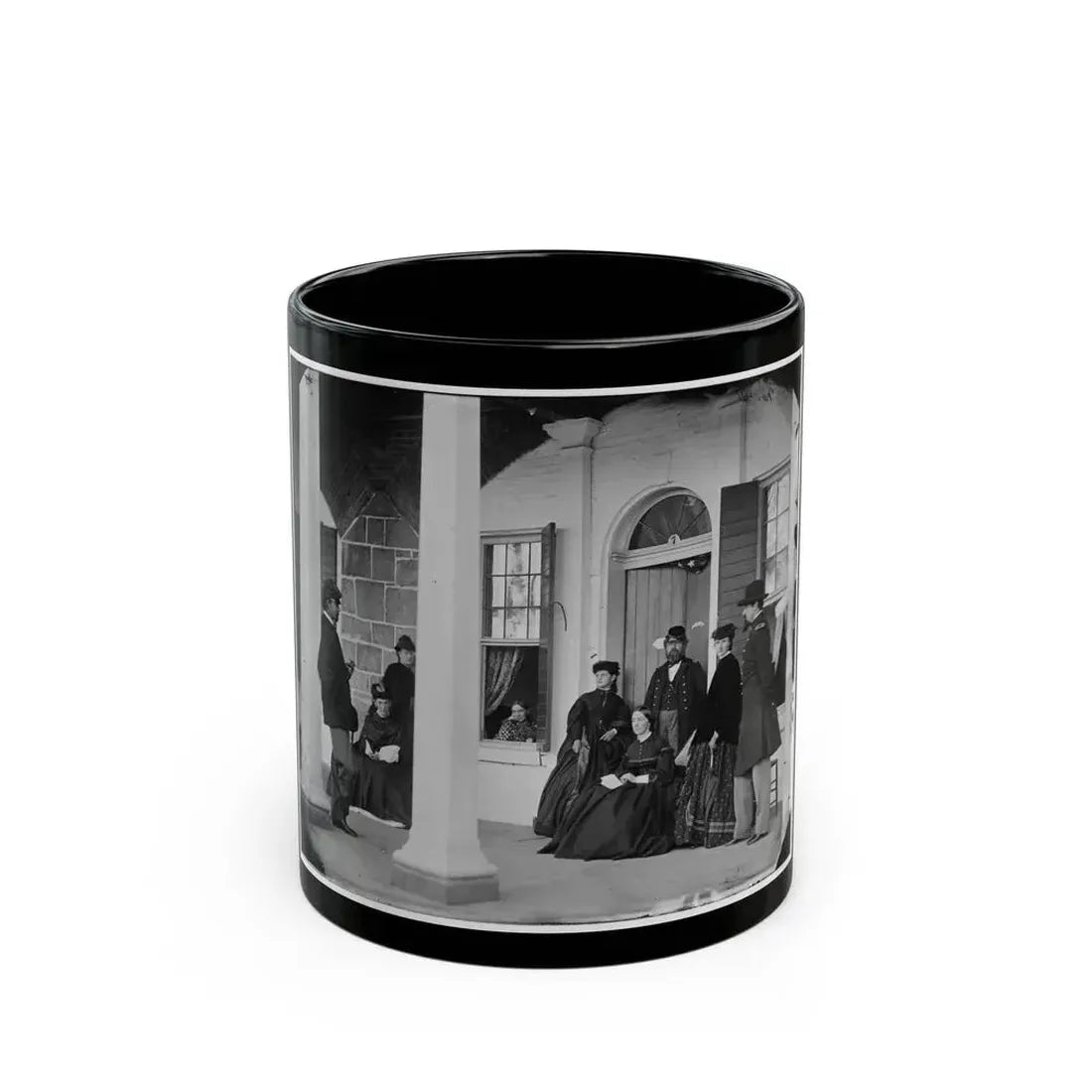 Fort Monroe, Va. Officers And Ladies On Porch Of A Garrison House (U.S. Civil War) Black Coffee Mug 11oz - Go Mug Yourself