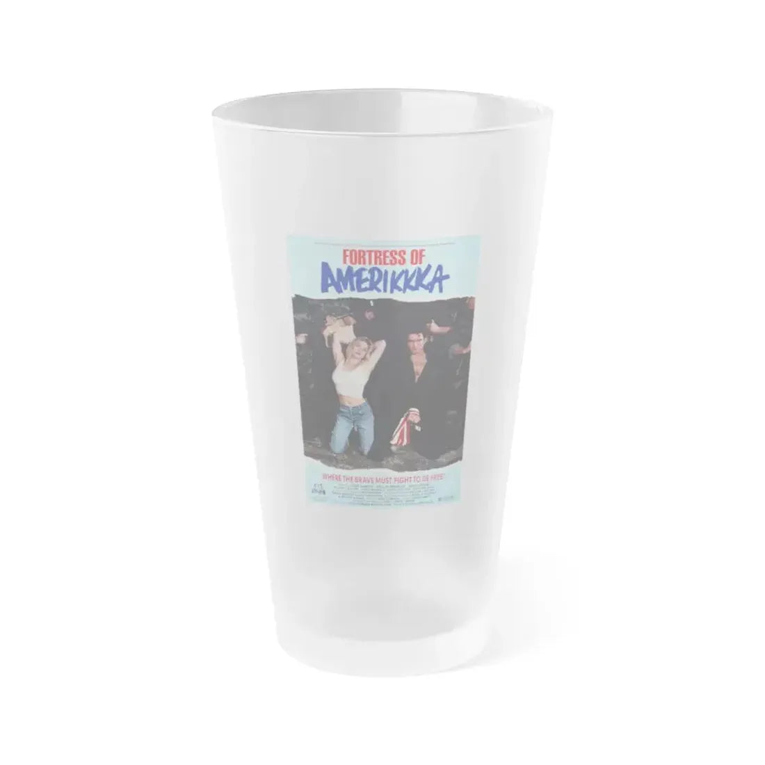 FORTRESS OF AMERIKKKA 1989 Movie Poster - Frosted Pint Glass 16oz 16oz Frosted - Go Mug Yourself