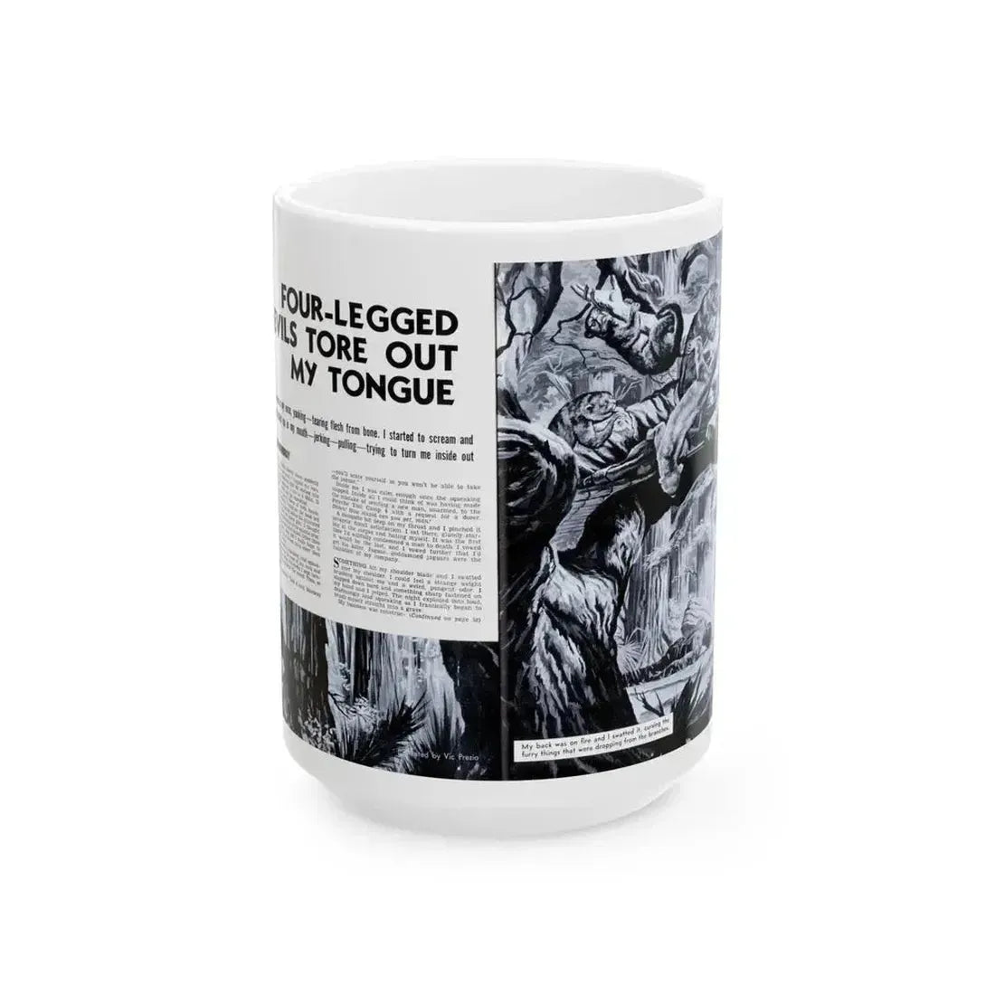 Four-Legged Devils Tore Out My Tongue, True Men Stories, October 1957 - White Coffee Mug 15oz - Go Mug Yourself