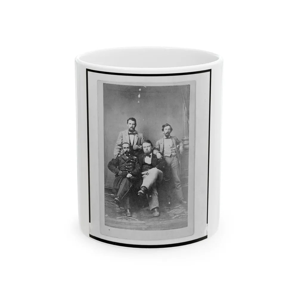 Four Unidentified Men Including At Least One Union Officer, Full-Length Portrait, Seated And Standing, Facing Front (U.S. Civil War) White Coffee Mug-11oz-Go Mug Yourself