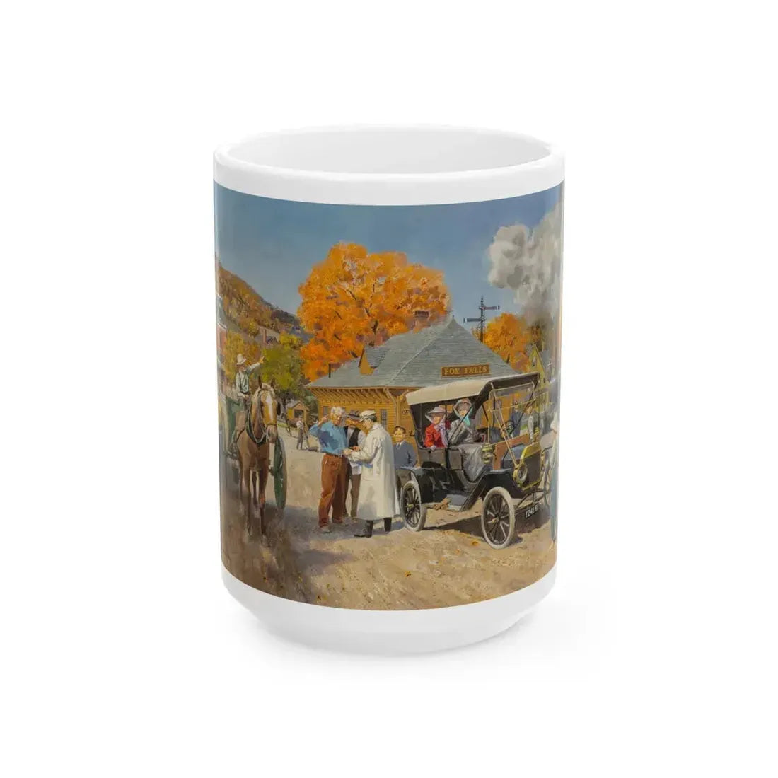 Fox Fals Town Scene - White Coffee Mug 15oz - Go Mug Yourself