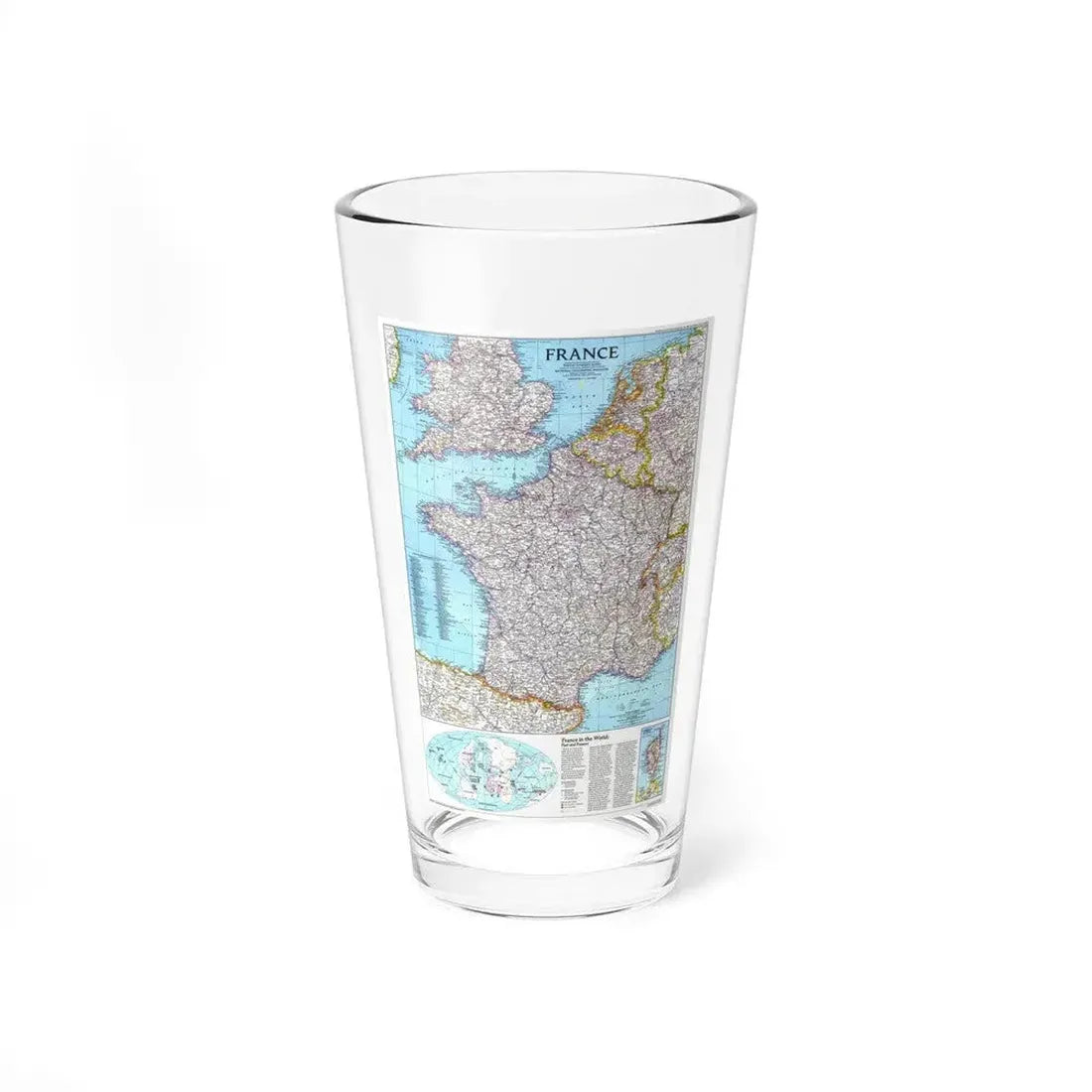 France (1989) (Map) Pint Glass 16oz 16oz - Go Mug Yourself
