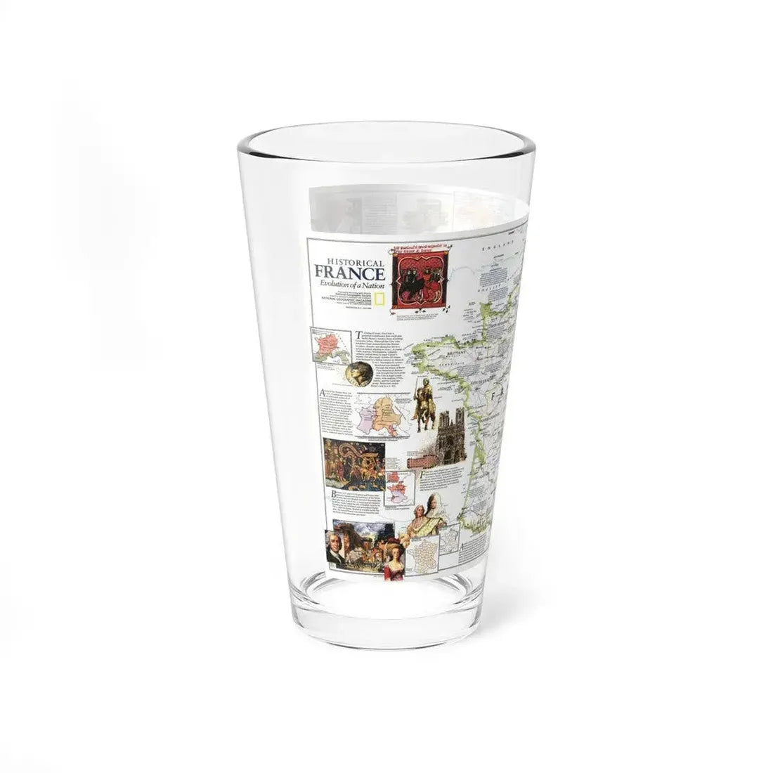 France- - Historical Evolution of a Nation (1989) (Map) Pint Glass 16oz - Go Mug Yourself