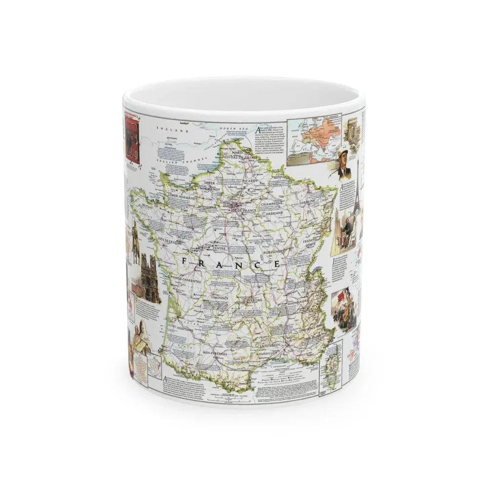 France- - Historical Evolution of a Nation (1989) (Map) White Coffee Mug 11oz - Go Mug Yourself