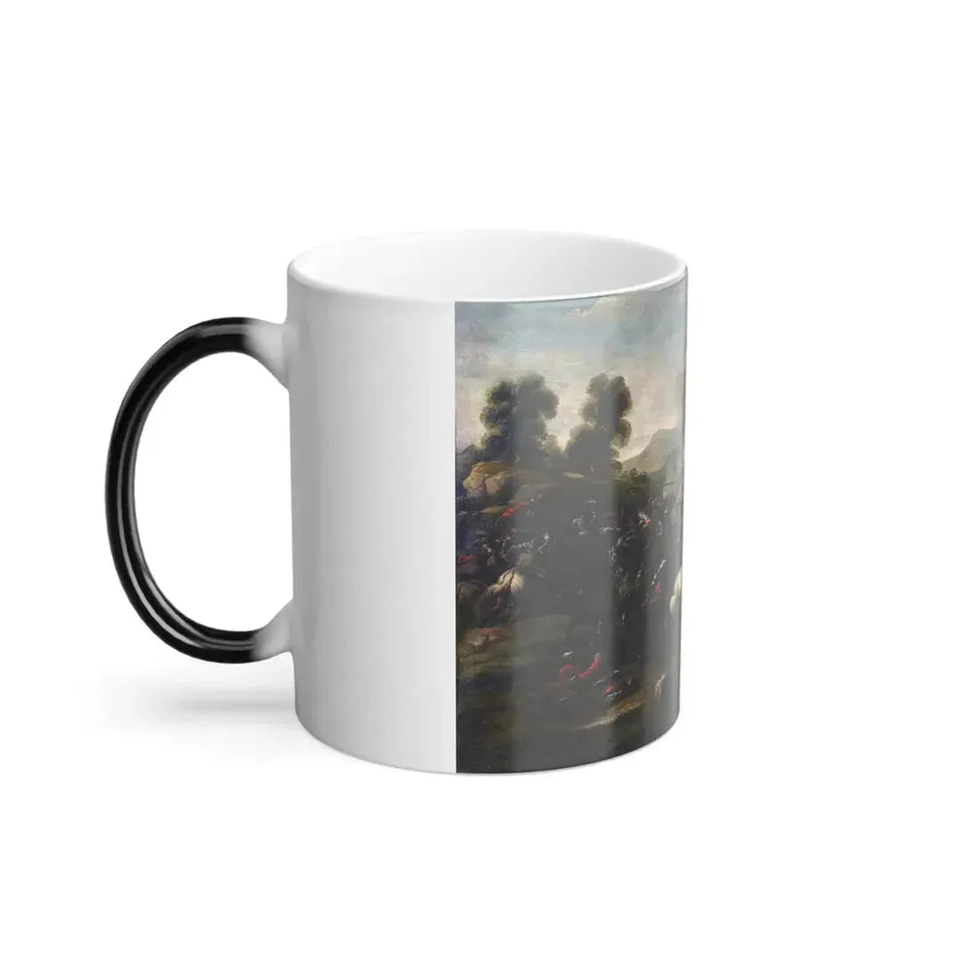 Francesco Graziani, called Ciccio Napoletano (17th Century) A Cavalry Battle Scene - Oil on Canvas - Color Changing Mug 11oz - Go Mug Yourself