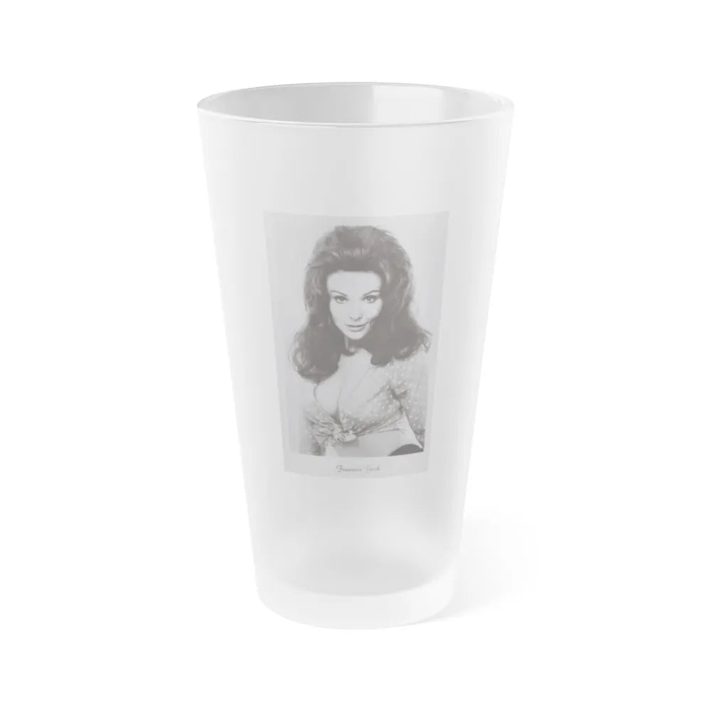 Francine York #169 - 4x5 60's B&W Photo on Postcard Paper (Vintage Female Icon) Frosted Pint Glass 16oz-16oz-Frosted-Go Mug Yourself