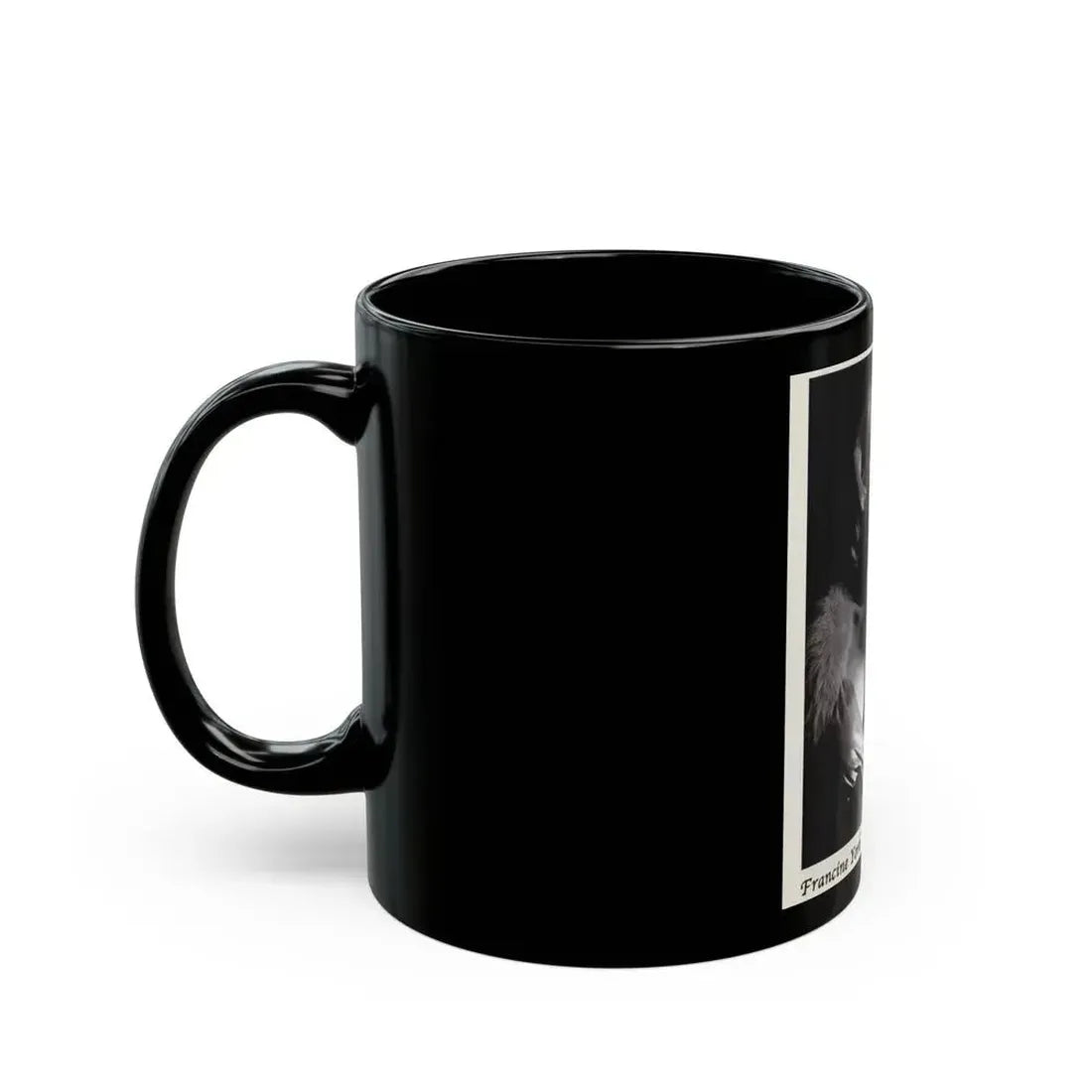 Francine York #171 - 8x10 B&W very recent Upper Body Glamour Night Gown with, Fur Photo on Postcard Paper (Vintage Female Icon) Black Coffee Mug - Go Mug Yourself