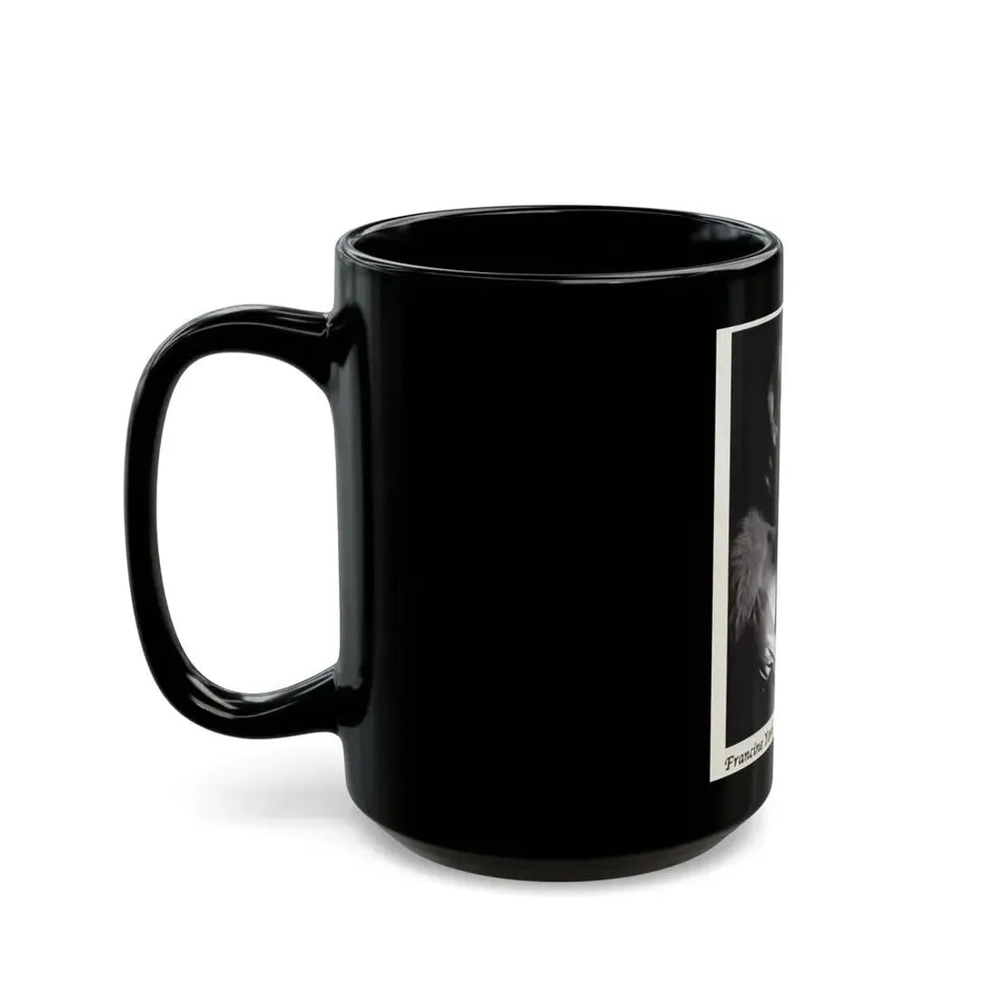 Francine York #171 - 8x10 B&W very recent Upper Body Glamour Night Gown with, Fur Photo on Postcard Paper (Vintage Female Icon) Black Coffee Mug - Go Mug Yourself