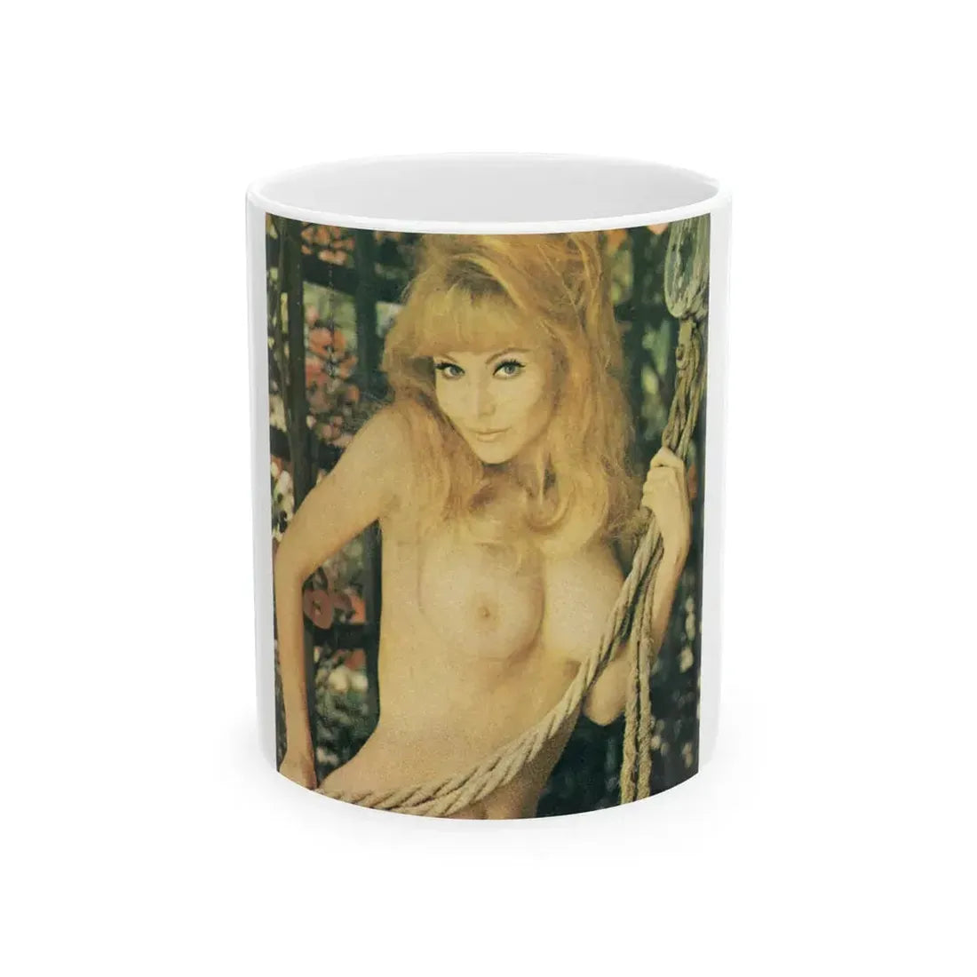 Francine York #23 - Topless (Vintage Female Icon) White Coffee Mug 11oz - Go Mug Yourself