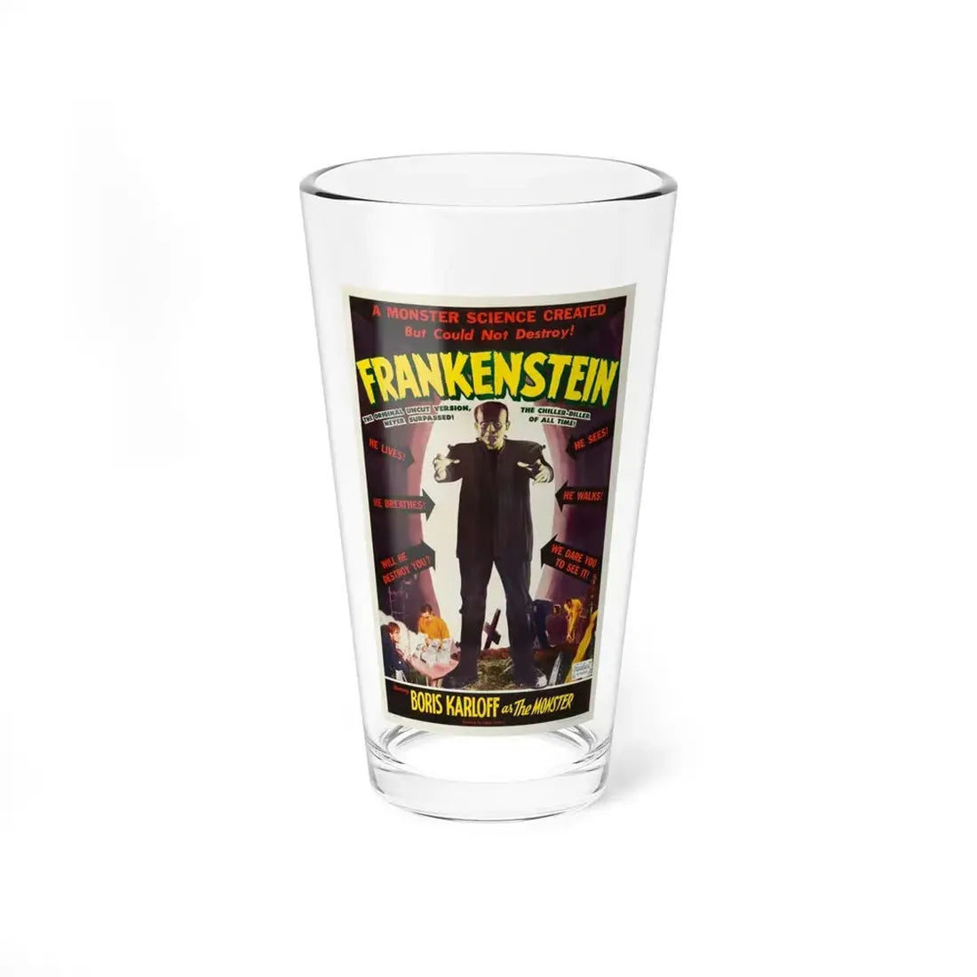 FRANKENSTEIN 1931 Movie Poster - Pint Glass 16oz 16oz - Go Mug Yourself