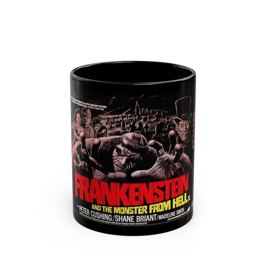 FRANKENSTEIN AND THE MONSTER FROM HELL 1974 Movie Poster - Black Coffee Mug 11oz - Go Mug Yourself