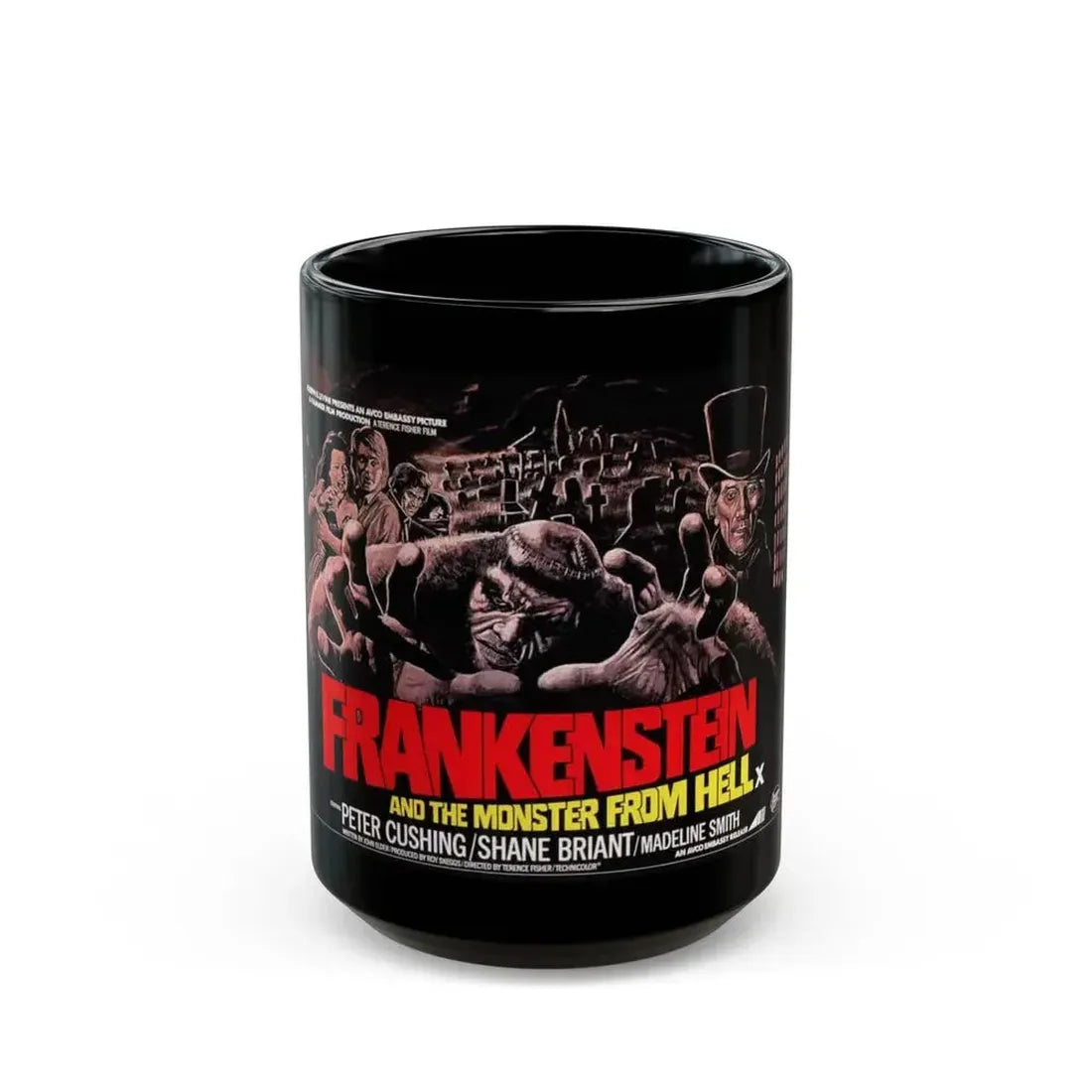 FRANKENSTEIN AND THE MONSTER FROM HELL 1974 Movie Poster - Black Coffee Mug 15oz - Go Mug Yourself