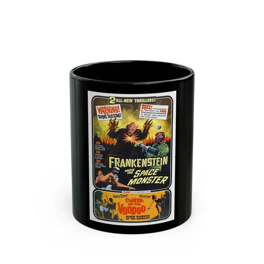 FRANKENSTEIN MEETS THE SPACE MONSTER + CURSE OF THE VOODOO 1965 Movie Poster - Black Coffee Mug 11oz - Go Mug Yourself