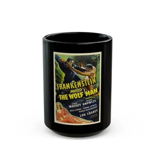 FRANKENSTEIN MEETS THE WOLF MAN 1943 Movie Poster - Black Coffee Mug 15oz - Go Mug Yourself