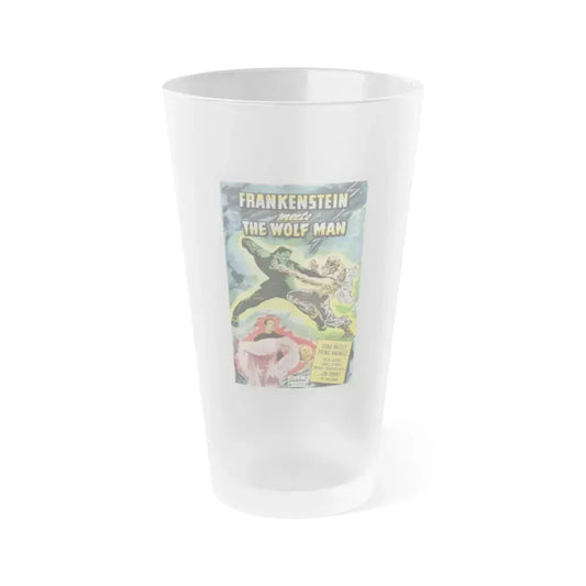 FRANKENSTEIN MEETS THE WOLF MAN (2) 1943 Movie Poster - Frosted Pint Glass 16oz 16oz Frosted - Go Mug Yourself