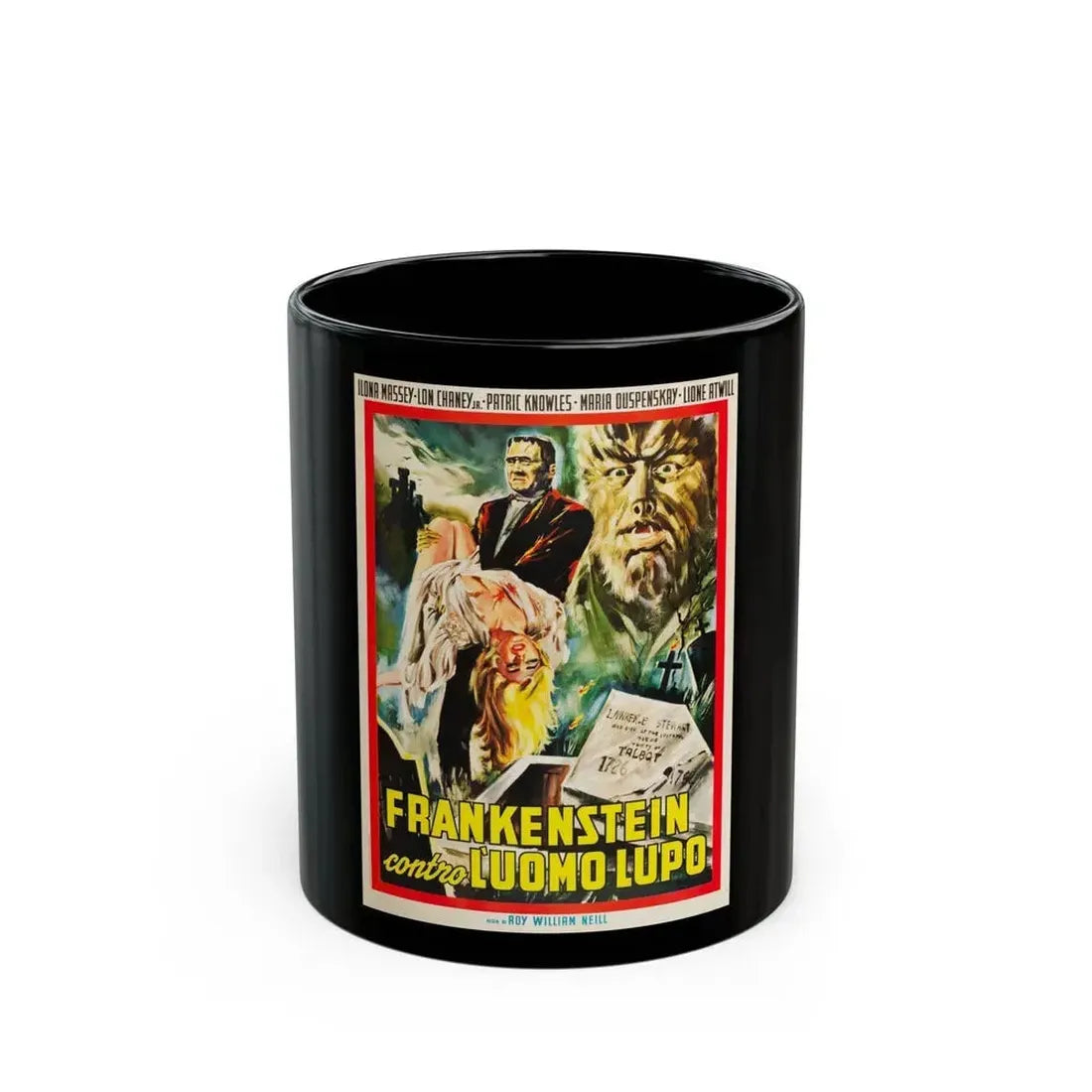 FRANKENSTEIN MEETS THE WOLF MAN (ITALIAN) 1943 Movie Poster - Black Coffee Mug 11oz - Go Mug Yourself