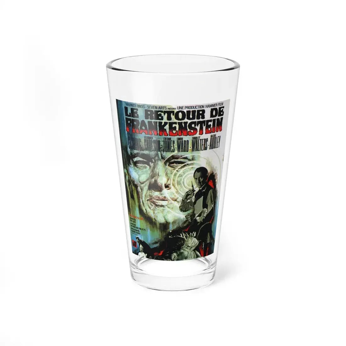 FRANKENSTEIN MUST BE DESTROYED (FRENCH) 1969 Movie Poster - Pint Glass 16oz 16oz - Go Mug Yourself