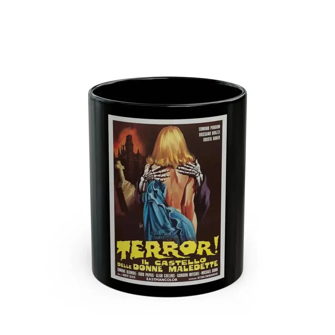 FRANKENSTEIN'S CASTLE OF FREAKS (ITALIAN) 1974 Movie Poster - Black Coffee Mug 11oz - Go Mug Yourself