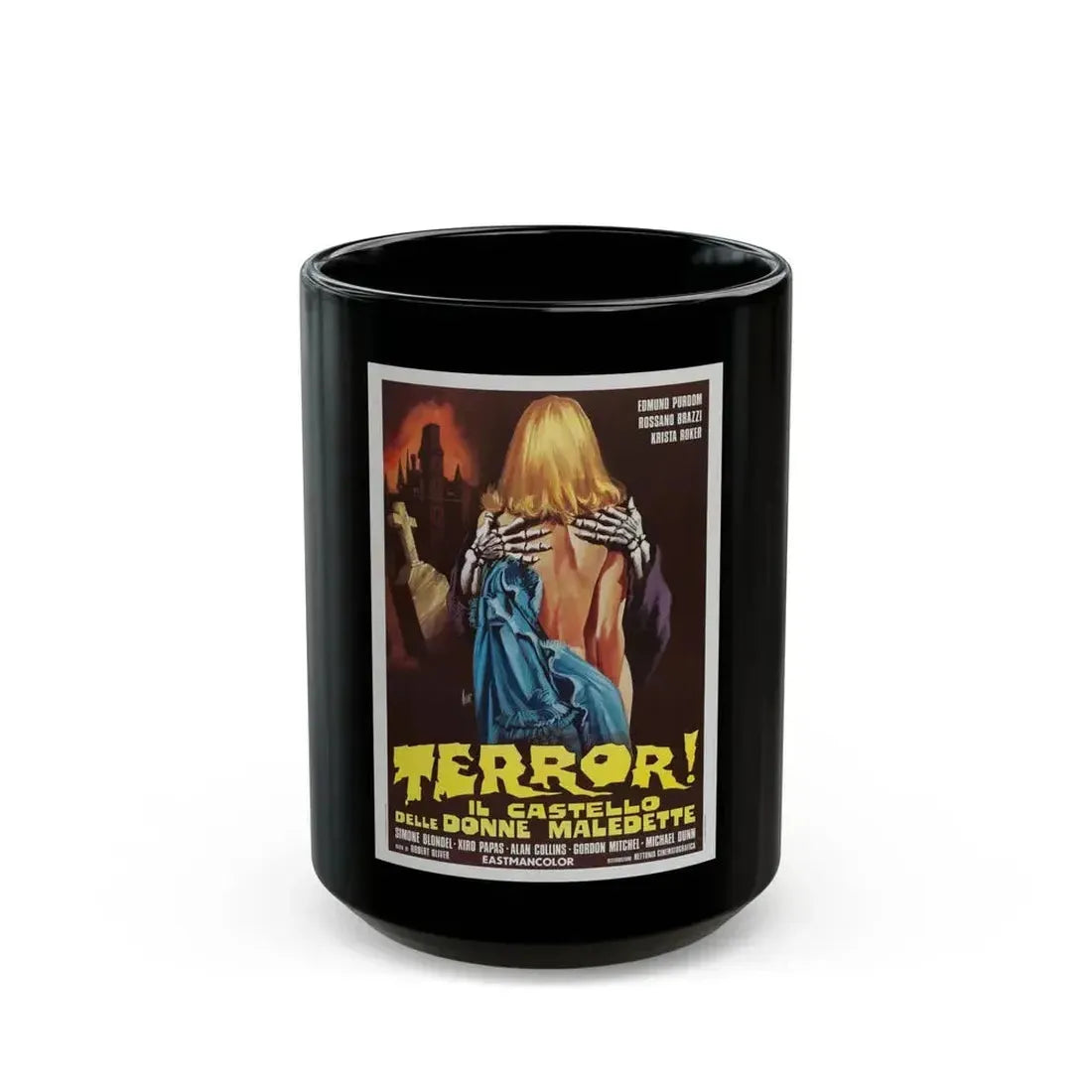 FRANKENSTEIN'S CASTLE OF FREAKS (ITALIAN) 1974 Movie Poster - Black Coffee Mug 15oz - Go Mug Yourself