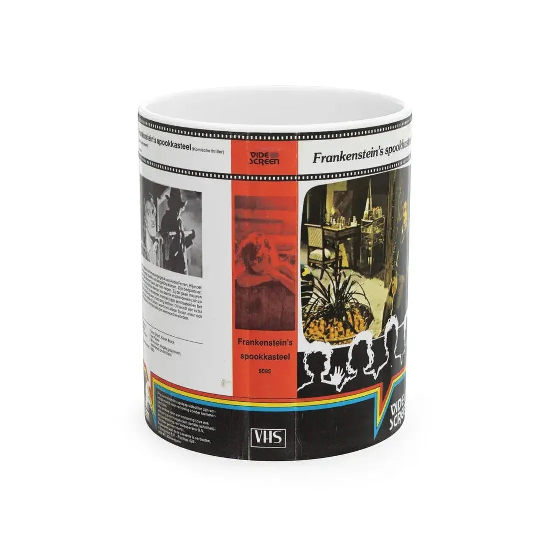 FRANKENSTEINS SPOOKKASTEEL VIDEO SCREEN (VHS COVER) - White Coffee Mug 11oz - Go Mug Yourself