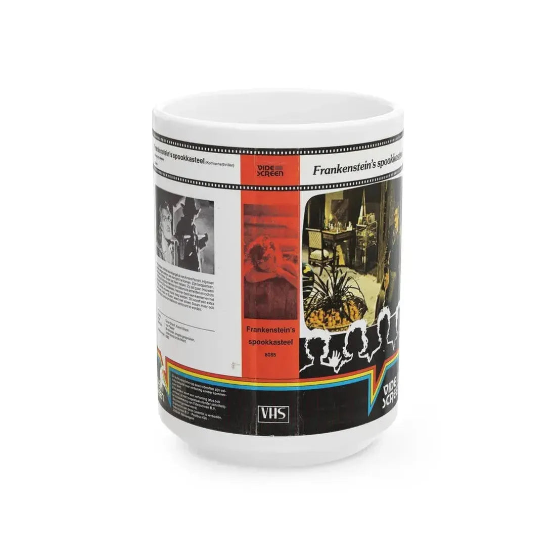 FRANKENSTEINS SPOOKKASTEEL VIDEO SCREEN (VHS COVER) - White Coffee Mug 15oz - Go Mug Yourself