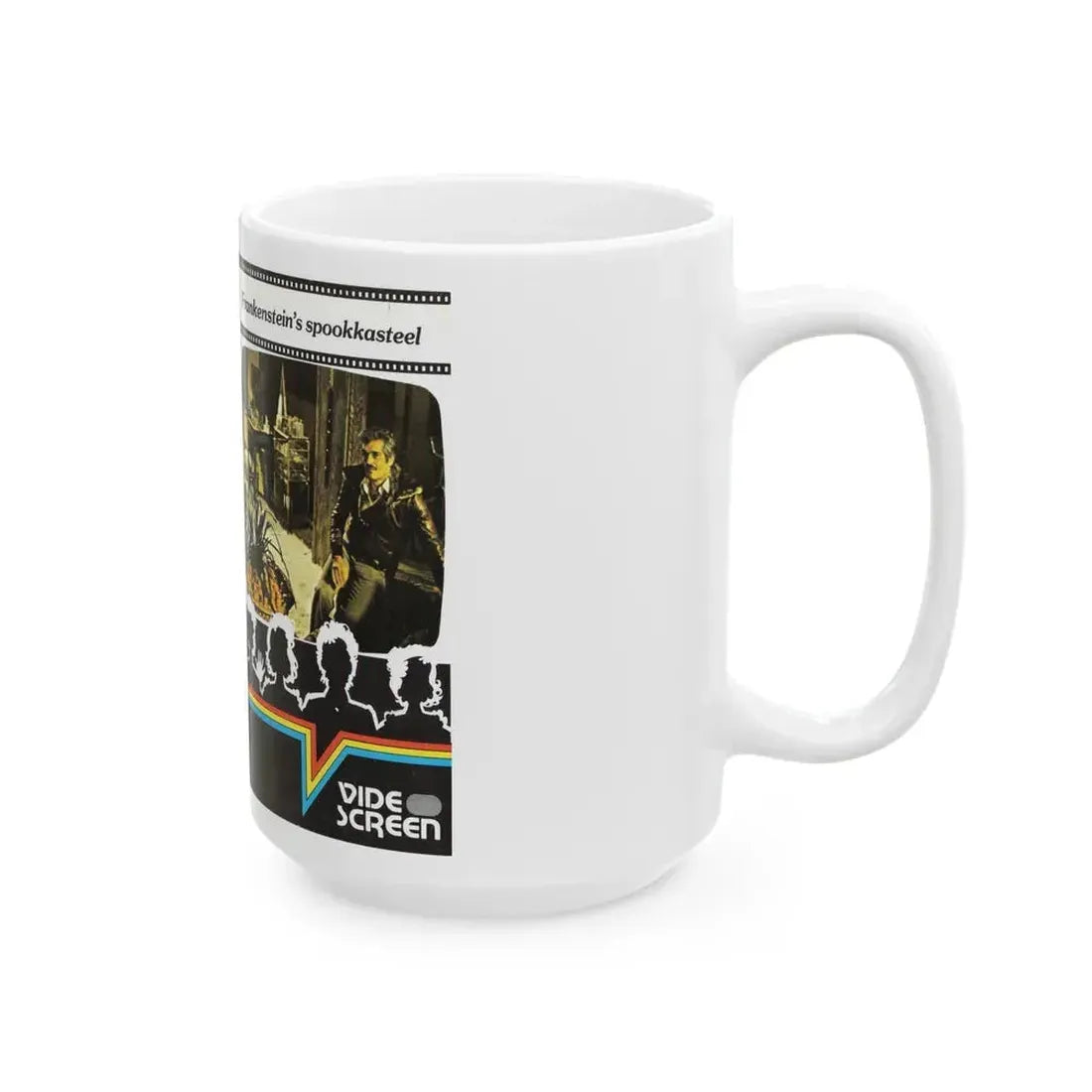 FRANKENSTEINS SPOOKKASTEEL VIDEO SCREEN (VHS COVER) - White Coffee Mug - Go Mug Yourself