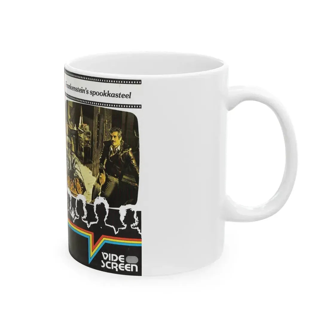 FRANKENSTEINS SPOOKKASTEEL VIDEO SCREEN (VHS COVER) - White Coffee Mug - Go Mug Yourself